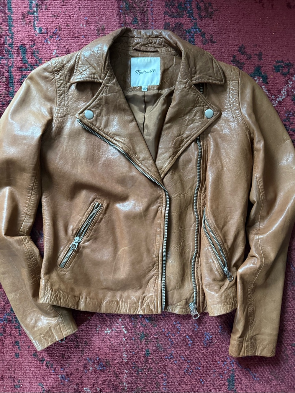 Madewell Cognac Leather Moto Jacket luxury designer capsule wardrobe city chic